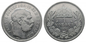 Österreich, Franz Joseph I, 1848-1916, 1 Korona Silver 1892 KB, Kremnitz. 4.93gr