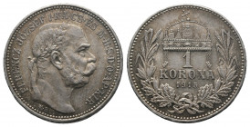 Österreich, Franz Joseph I, 1848-1916, 1 Korona Silver 1915 KB, Kremnitz. 5.03gr