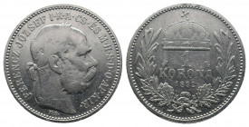 Österreich, Franz Joseph I, 1848-1916, 1 Korona Silver 1892 KB, Kremnitz. 4.86gr. R.