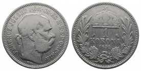 Österreich, Franz Joseph I, 1848-1916, 1 Korona Silver 1892 KB, Kremnitz. 4.80gr. R.