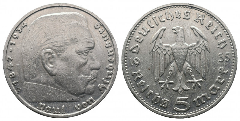 DEUTSCHE REICHSMÜNZEN, Third Reich, 5 Marks 1935 D Silver, KM#86