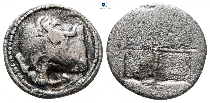 Macedon. Akanthos circa 470-390 BC. 
Tetrobol AR

15 mm, 1,95 g



nearly...