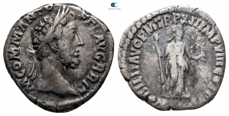 Commodus AD 180-192. Rome
Denarius AR

16 mm, 2,61 g



nearly very fine