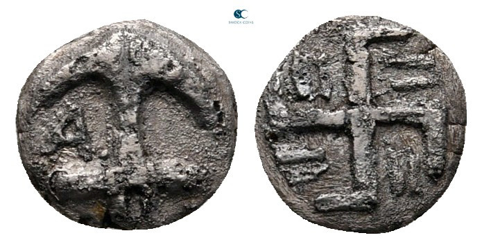 Thrace. Apollonia Pontica circa 540-530 BC. 
Hemiobol AR

6 mm, 0,30 g


...