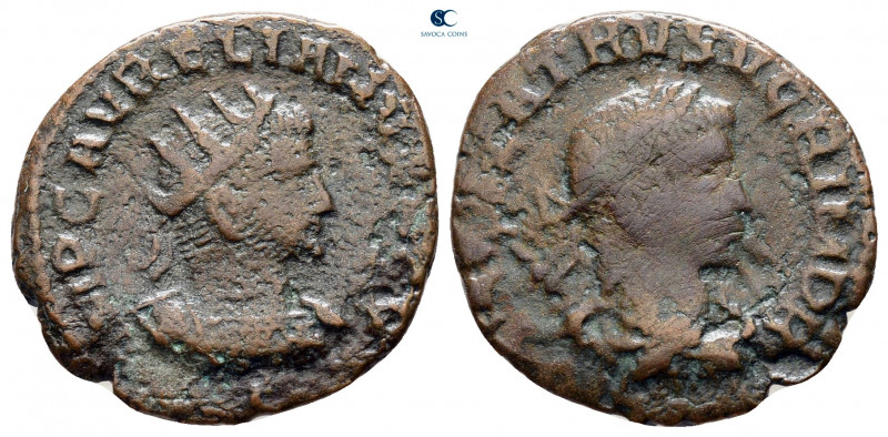 Aurelian and Vabalathus AD 270-275. Antioch
Antoninianus Æ

19 mm, 2,47 g

...