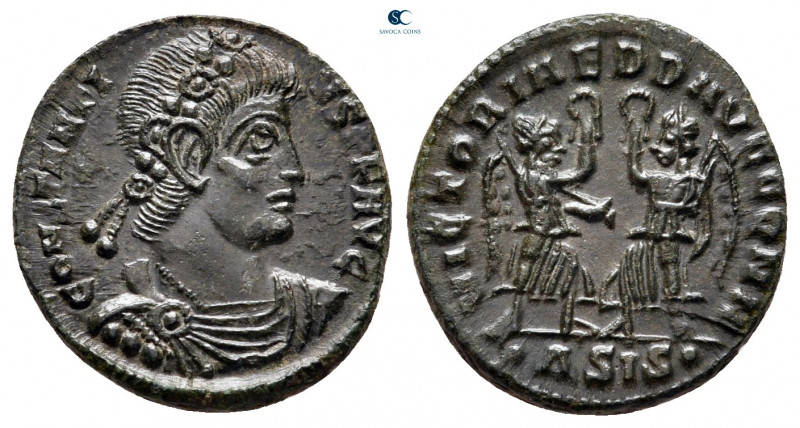 Constantius II AD 347-361. Siscia
Follis Æ

15 mm, 1,49 g



very fine