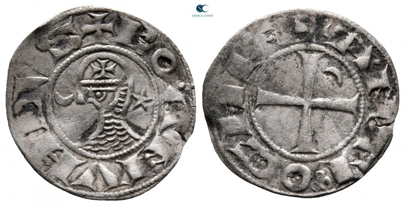Principality of Antioch. Antioch. Bohemond III AD 1163-1201. 
Denier AR

17 m...