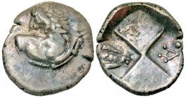 Thrace, Cherronesos. Ca. 386-338 B.C. AR hemidrachm (15.9 mm, 2.32 g). Forepart of lion right, head turned back / Quadripartite incuse square with alt...