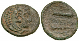 Macedonian Kingdom. Alexander III the Great. 336-323 B.C. AE 21 (20.7 mm, 4.46 g, 4 h). Tarsos mint, struck ca. 323-317 B.C. Head of Herakles right, w...