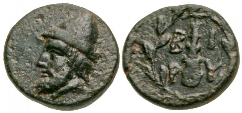 Troas, Birytis. Ca. 350-300 B.C. AE 11 (11.4 mm, 1.33 g, 6 h). Head of Kabeiros ...