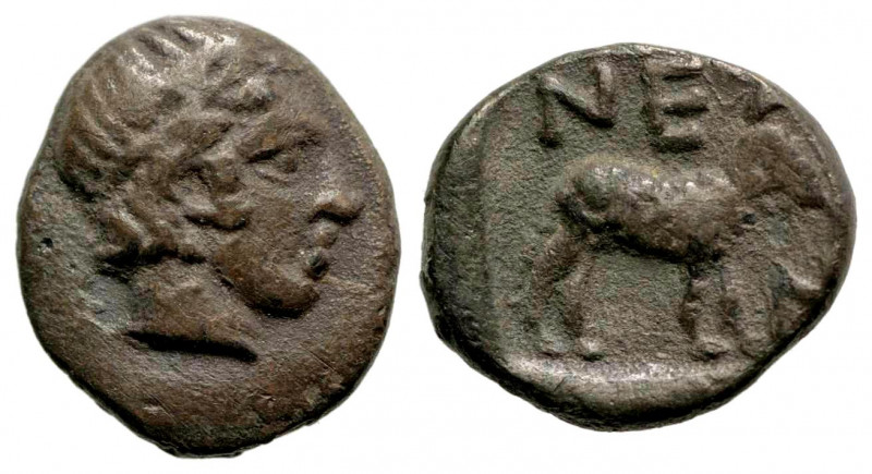 Troas, Neandria. 4th century B.C. AR obol (8.1 mm, 0.51 g, 9 h). Laureate head o...
