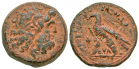 Ptolemaic Kingdom. Ptolemy VI Philometor. First reign, 180-164 B.C. AE obol (25.9 mm, 14.45 g, 11 h). Uncertain mint on Cyprus. Diademed head of Zeus-...