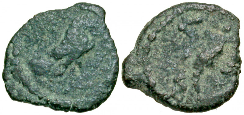 Judaea, Herodian Kingdom. Herod I. 40-4 B.C.E. AE half prutah (lepton) (11.4 mm,...