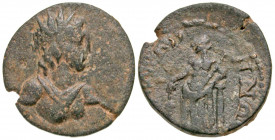Caria, Cidramus. Pseudo-autonomous issue. Time of Elagabalus, A.D. 218-222. AE 21 (20.7 mm, 4.33 g, 6 h). Radiate bust of Helios / ΚΙΔΡΑΜΗΝΩΝ, Apollo ...
