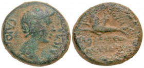 Lydia, Philadelphia. Gaius Caligula. A.D. 37-41. AE 18 (17.5 mm, 5.22 g, 12 h). Kleandros, philokaisar. ΓΑΙΟ ΚΑΙ ΑΡ, bare head right / ΦΙΛΟΚΑΙ ΑΡ ΦΙΛΑ...