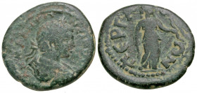 Pamphylia, Perge. Caracalla. A.D. 198-217. AE 20 (19.9 mm, 4.66 g, 2 h). Α Κ Μ Α ΑΝΤΩΝЄΙΝΟ , laureate, draped and cuirassed bust of Caracalla right, s...