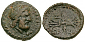 Pisidia, Cremna. Amyntas. 39-25 B.C. AE 17 (17.1 mm, 3.92 g, 10 h). Dated CY 7 (26/5 BC). Head of Zeus right / Winged thunderbolt; KPH below, Z (date)...