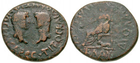 Lycaonia, Laodicea Catacecaumene. Vespasian. A.D. 69-79. AE 20 (19.7 mm, 5.43 g, 11 h). ΤΙΤΟ ΚΑΙ ΔΟΜΙΤΙΑΝΟ ΚΑΙ ΑΡ , bare heads of Titus and Domitian f...