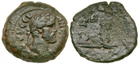 Egypt, Alexandria. Antoninus Pius. A.D. 138-161. AE obol (18.9 mm, 4.47 g, 1 h). Dated RY 19 (A.D. 155/6) . ΑΝΤ ΝΙΝΟ ЄΒ ЄV ЄΒ, laureate head of Antoni...