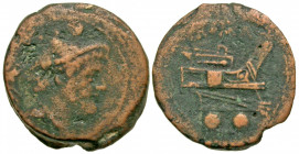 Anonymous civic issue. AE sextans (25.7 mm, 11.78 g, 2 h). Rome mint, Struck ca. 315-211 B.C. anepigraphic, Head of Mercury right wearing winged petas...