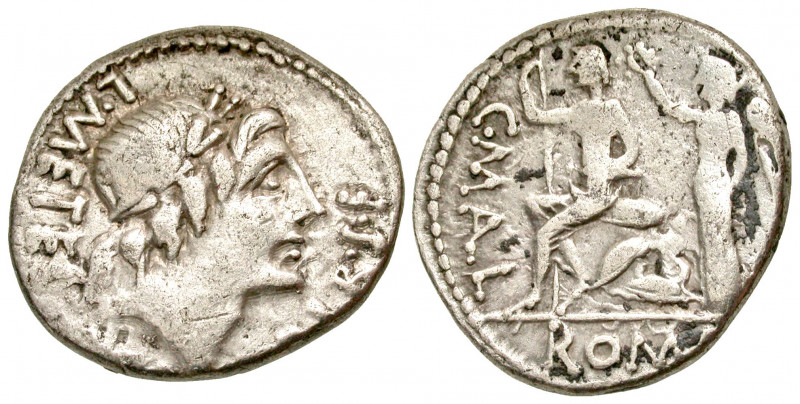 C. Malleolus, A. Albinus Sp.f., and L. Caecilius Metellus. 96 B.C. AR denarius (...