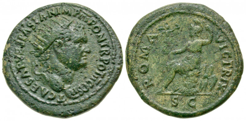 Titus. As Caesar, A.D. 69-79. AE dupondius (27.6 mm, 10.05 g, 6 h). Rome mint, S...