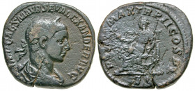 Severus Alexander. A.D. 222-235. AE sestertius (31.1 mm, 18.43 g, 12 h). IMP CAES M AVR SEV ALEXANDER AVG, laureaate draped and cuirassed bust right /...