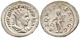Philip I. A.D. 244-249. AR antoninianus (23.68 mm, 4.65 g, 7 h). Rome mint, struck A.D. 246. IMP M IVL PHILIPPVS AVG, radiate, draped, and cuirassed b...