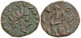'Barbarous' radiate. Ca. late 3rd century A.D. AE 14 (13.5 mm, .86 g, 2 h). Copying Tetricus I. · · E · s · · TCVSV ·, radiate, bearded head right - p...