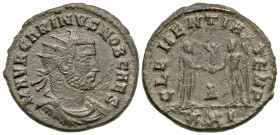 Carinus. As Caesar, 282-283. BI antoninianus (20.8 mm, 4.21 g, 11 h). Cyzicus mint, Struck A.D. 282. M AVR CARINVS NOB CAES, radiate, draped and cuira...