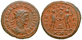Carinus. A.D. 283-285. BI antoninianus (20.6 mm, 3.64 g, 5 h). Antioch mint, Struck A.D. 284. IMP C M AVR CARINVS P F AVG, radiate, draped and cuirass...