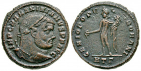 Maximianus. First reign, A.D. 286-305. AE follis (28.6 mm, 13.83 g, 12 h). "larger head" type. Heraclea mint, Struck A.D. 297-298. IMP C M A MAXIMIANV...