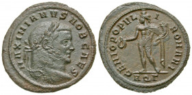 Galerius. As Caesar, A.D. 293-305. AE follis (29.3 mm, 8.49 g, 6 h). "larger head" type. Aquilea mint, struck A.D. 296-299. MAXIMIANVS NOB CAES, laure...