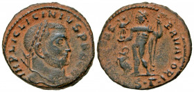 Licinius I. A.D. 308-324. AE follis (21.3 mm, 3.78 g, 12 h). Thessalonica mint, Struck A.D. 316-317. IMP LIC LICINIVS P F [AVG], laureate head of Lici...