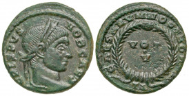 Crispus. Caesar, A.D. 317-326. AE follis (18.2 mm, 2.87 g, 11 h). Arles mint, Struck A.D. 320-321. CRISPVS NOB CAES, laureate head of Crispus right / ...