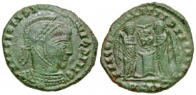 Constantinian period imitation. Ca. A.D. 320-335. AE follis (17.8 mm, 2.04 g, 1 h). IIIIIINIIIIIIIZPIIIC - blundered legend reduced to decorative bord...