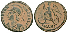City Commemorative. A.D. 330-354. AE follis (17.1 mm, 2.66 g, 6 h). Antioch mint, Struck A.D. 330-333, 335. CONSTAN-TINOPOLIS, bust of Constantinople ...