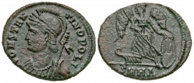 City Commemorative. A.D. 330-354. AE follis (18.4 mm, 2.23 g, 6 h). Heraclea mint, Struck A.D. 330-333. CONSTAN-TINOPOLI, laureate-and-crest-helmeted,...