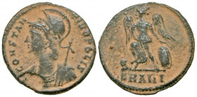 City Commemorative. A.D. 330-354. AE follis (17.6 mm, 1.76 g, 12 h). Antioch mint, Struck A.D. 330-333, 335. CONSTAN-TINOPOLIS, bust of Constantinople...