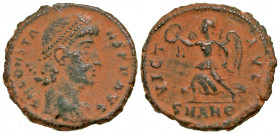 Constans. A.D. 337-350. AE reduced centenionalis (15.5 mm, 1.75 g, 1 h). Antioch mint, Struck A.D. 342. D N CONSTA-NS P F AVG, pearl-diademed head of ...