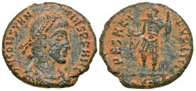 Constantius II. A.D. 337-361. AE reduced majorina (16.2 mm, 2.15 g, 2 h). Uncertain mint (Antioch?), Struck A.D. 355-361. D N CONSTAN - TIVS P F AVG, ...