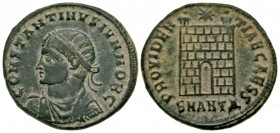 Constantius II. As Caesar, A.D. 324-337. AE follis (19.3 mm, 2.95 g, 5 h). Antioch mint, Struck A.D. 326-327. FL IVL CONSTANTIVS NOB C, pearl-diademed...