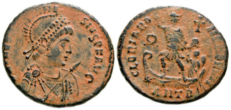 Theodosius I. A.D. 379-395. AE 2 Majorina (23.21 mm, 5.10 g, 11 h). Antioch mint...