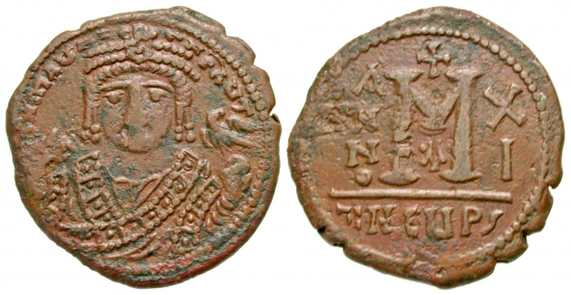Maurice Tiberius. 582-602. AE follis (29.6 mm, 10.73 g, 6 h). Antioch/Theupolis ...