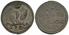 Italian States, Modena. Ercole III d' Este. 1780-1796. AR 2 bolognini (16.5 mm, 1.26 g, 7 h). 1784. Eagle with spread wings standing on date / DA DUE ...