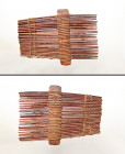 A nice Chimu wood and textile comb, ca. A.D. 1100 - 1450. , extremely well-preserved with original thread keeping it tightly bound together. 3 1/4 in ...