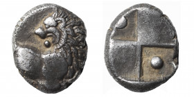 THRACE. Chersonesos, circa 386-338 BC. Hemidrachm (silver, 2.37 g, 13 mm) Forepart of lion right, head left. Rev. Quadripartite incuse square with two...