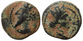 KINGS of PARTHIA. Osroes I, circa 109-129. Chalkous (bronze, 1.40 g, 12 mm). Seleukeia on the Tigris mint. Dated SE 437 (AD 125/6). Diademed and drape...