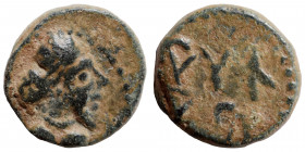 Greek. Ae (bronze, 1.12 g, 10 mm). Bearded bust to right. Rev. Legend in Aramaic (?) around. Very fine.