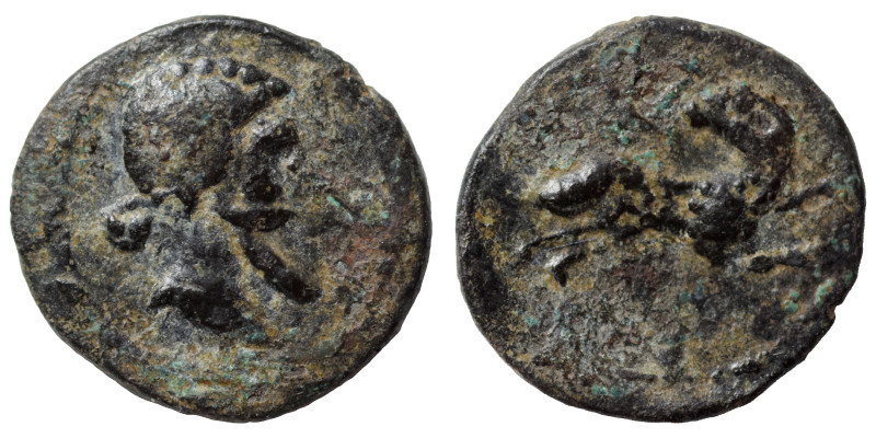 Greek, (SYRIA. Seleucis and Pieria?). Ae (bronze, 0.60 g, 12 mm). Bearded bust t...